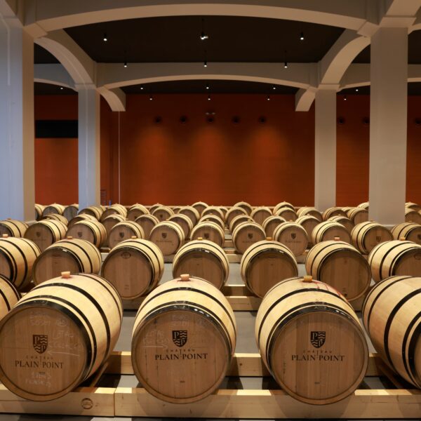 Hubert de boüard Château Plain Point chai à barrique